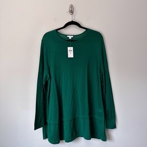 J. Jill Balsam Green Merino Wool Crew Neck Sweater
